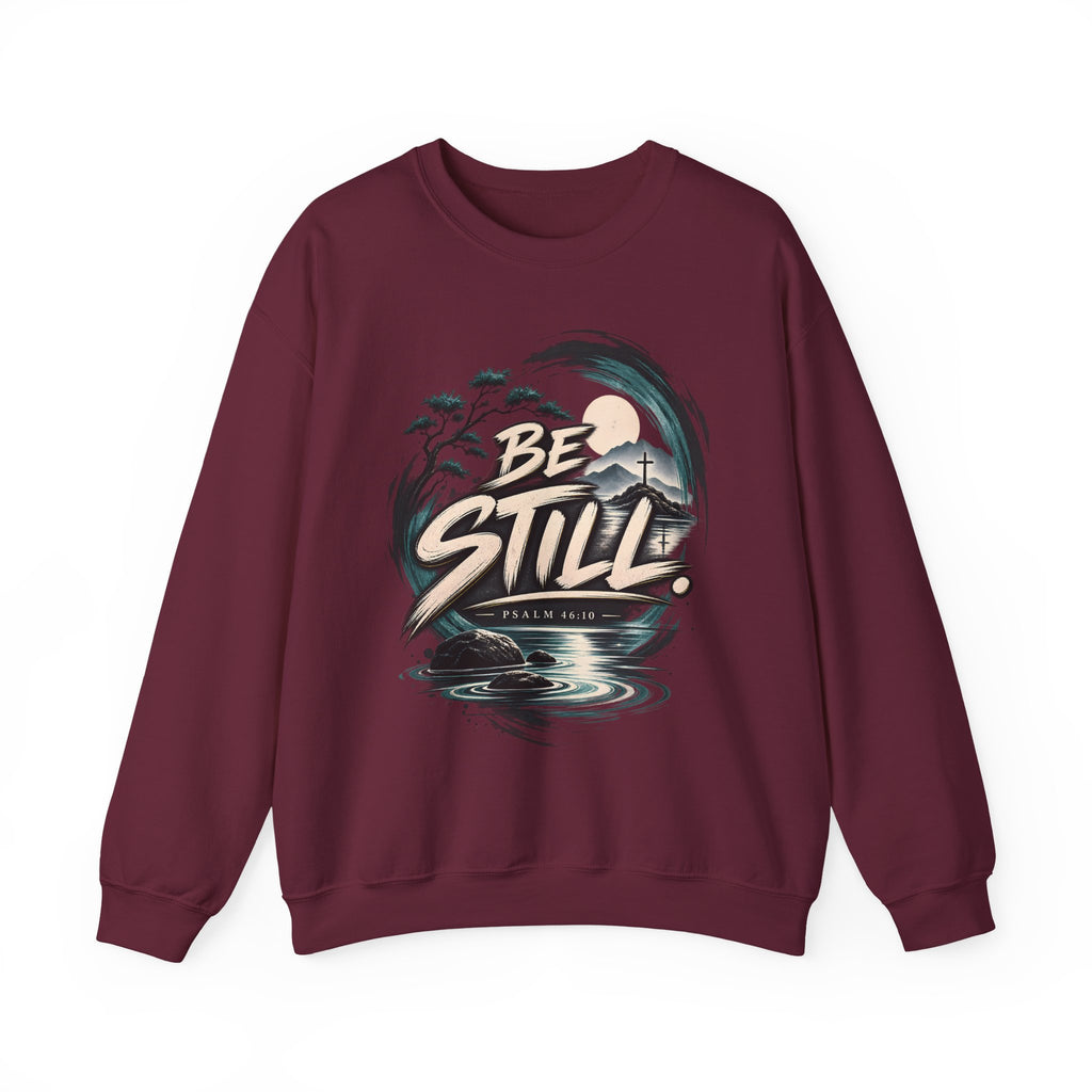 Be Still Christian Sweatshirt – Psalm 46:10 Faith-Inspired Graphic Crewneck