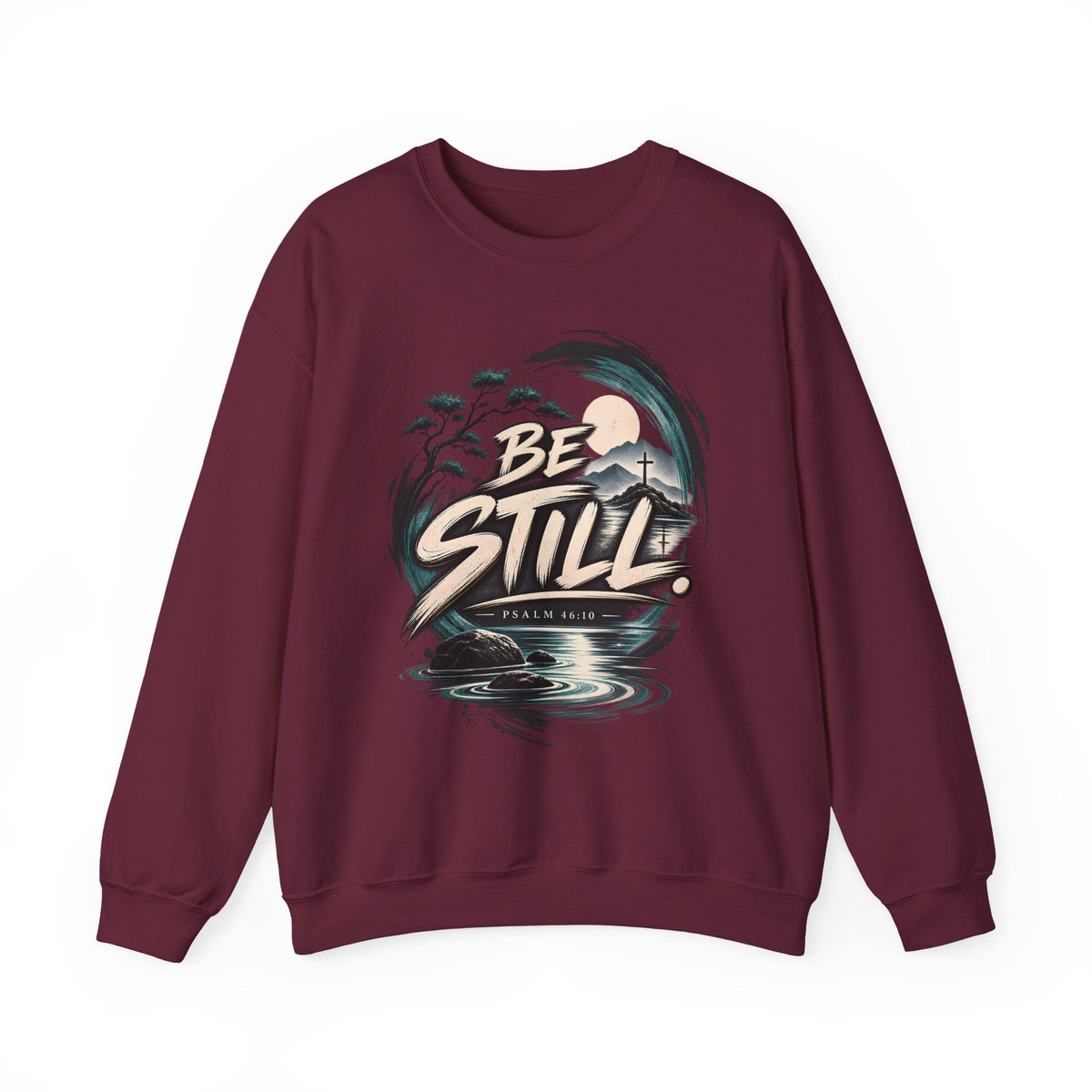 Be Still Christian Sweatshirt – Psalm 46:10 Faith-Inspired Graphic Crewneck
