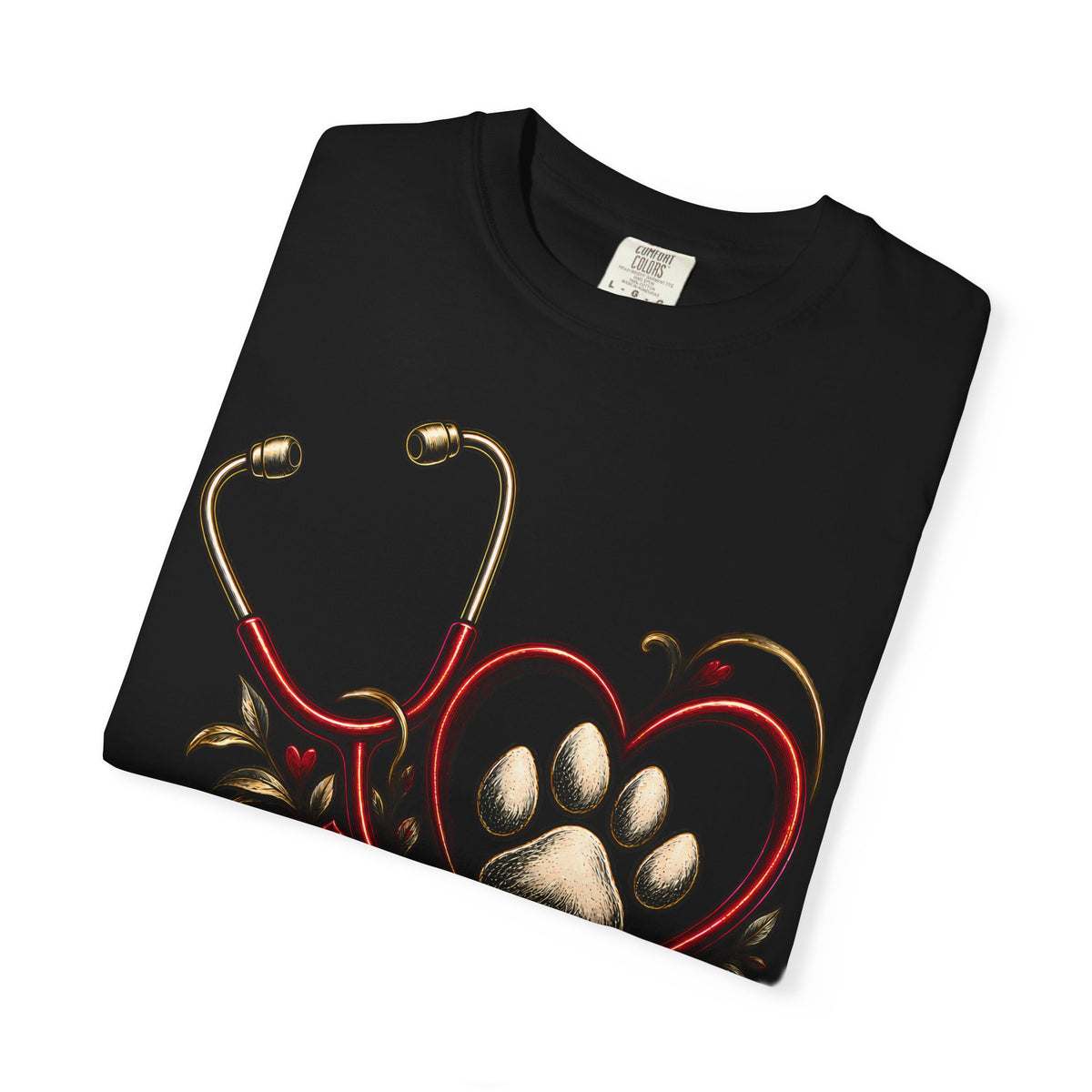 My Dog Restores Me T-Shirt — Veterinarian Stethoscope & Paw Heart Tee