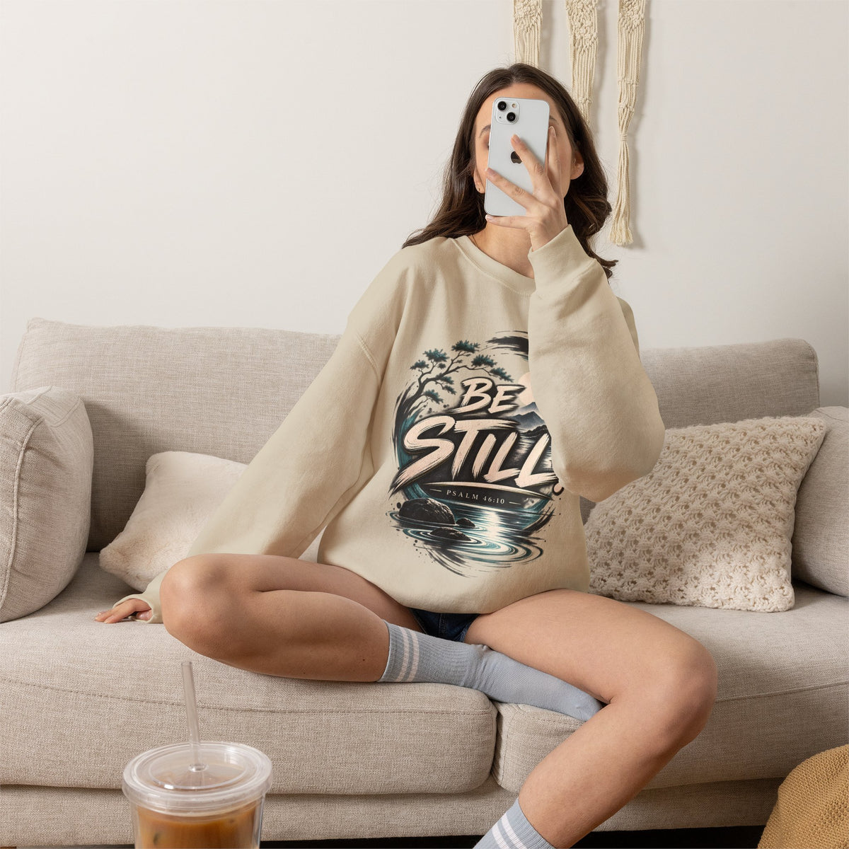 Be Still Christian Sweatshirt – Psalm 46:10 Faith-Inspired Graphic Crewneck