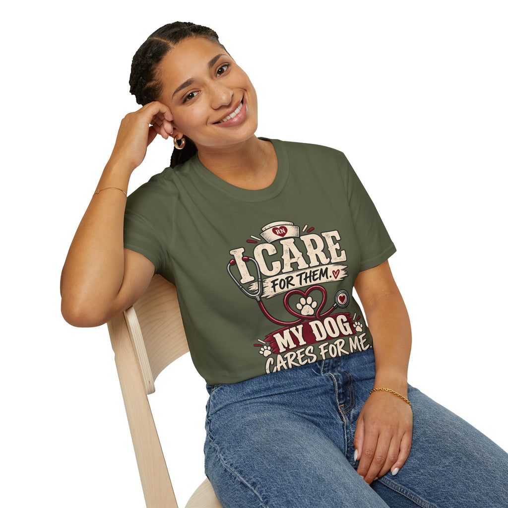 Classic Tee | Care For Them My Dog Cares For Me T-Shirt