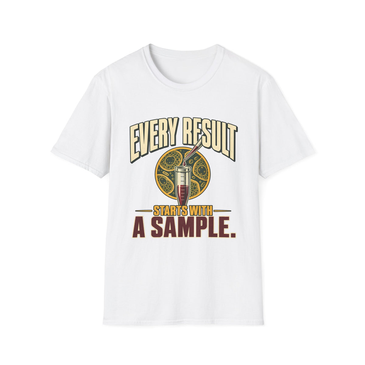 Every Result Begins With a Sample | Oversized Boxy Tee – Biology Lab Scientist Graphic Shirt
