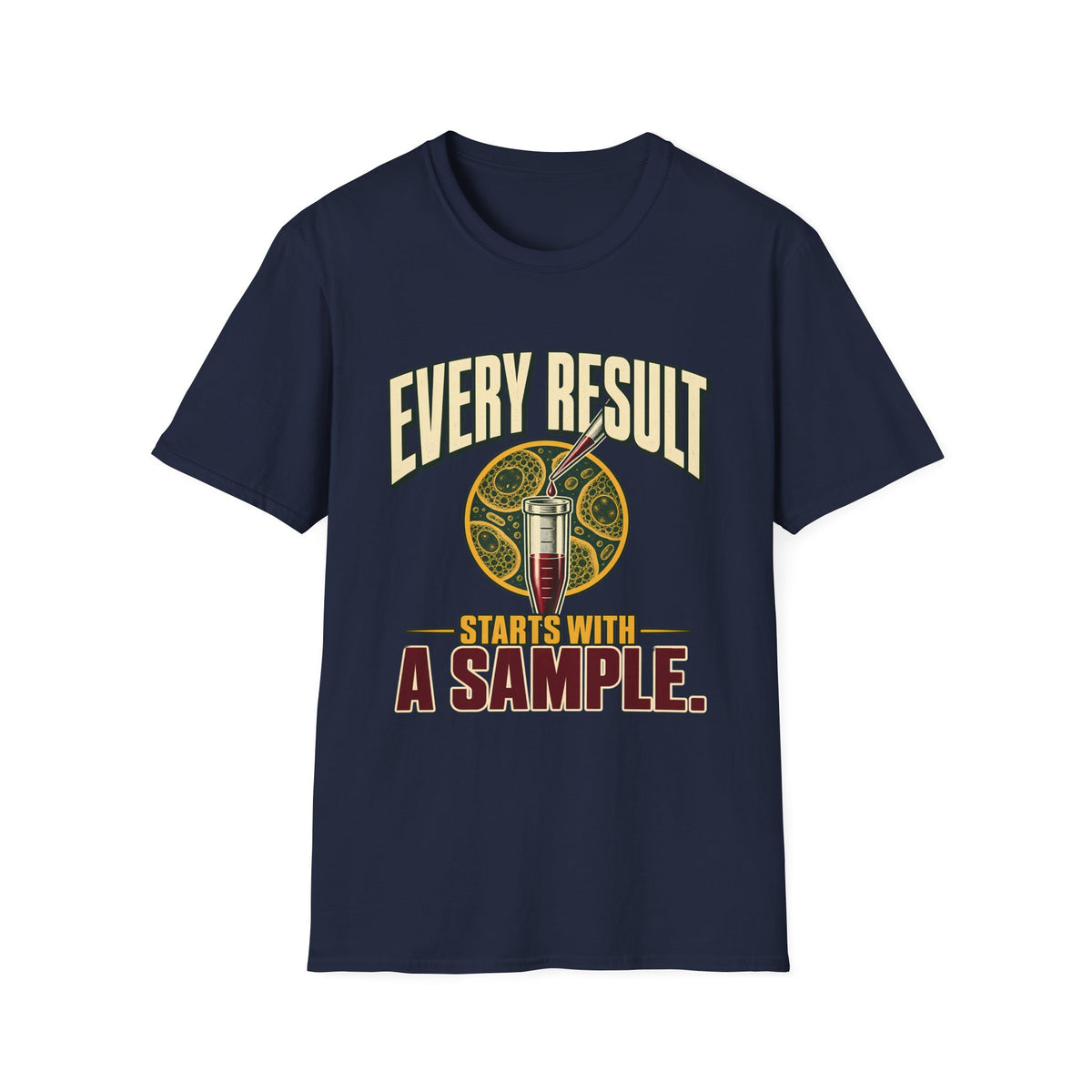 Every Result Begins With a Sample | Oversized Boxy Tee – Biology Lab Scientist Graphic Shirt