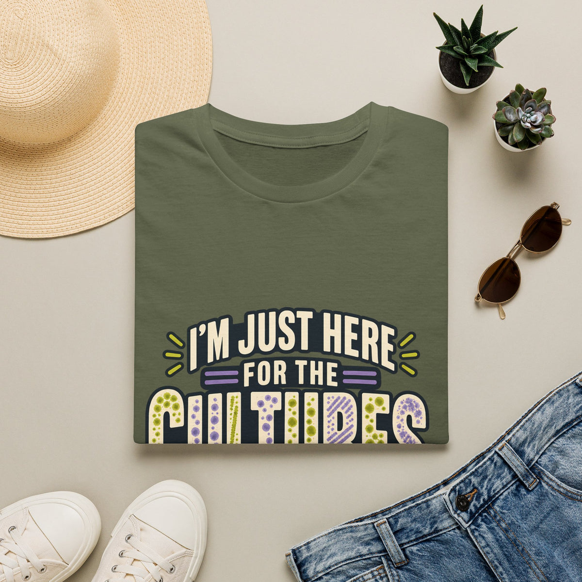 Classic Tee | I'm Just Here for the Cultures T-Shirt — Funny Microbiology Lab Tee