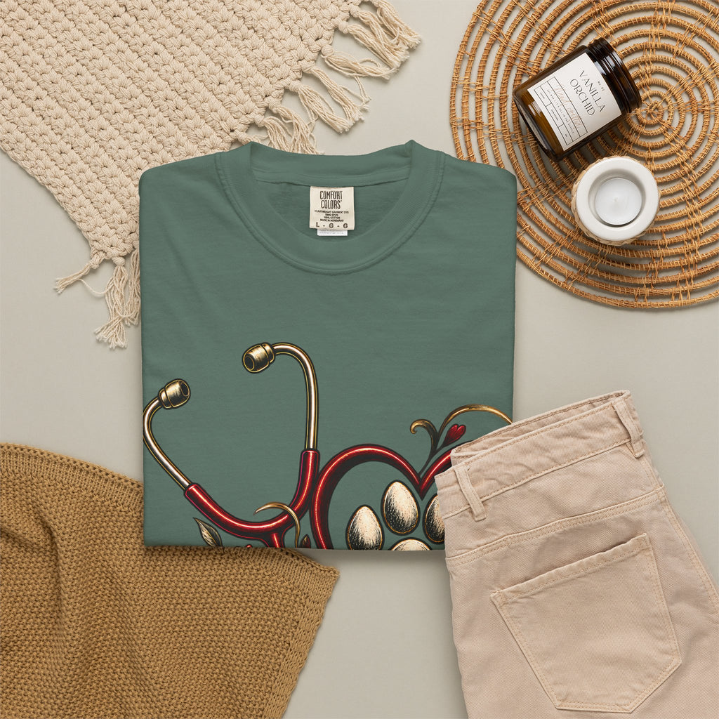 My Dog Restores Me T-Shirt — Veterinarian Stethoscope & Paw Heart Tee
