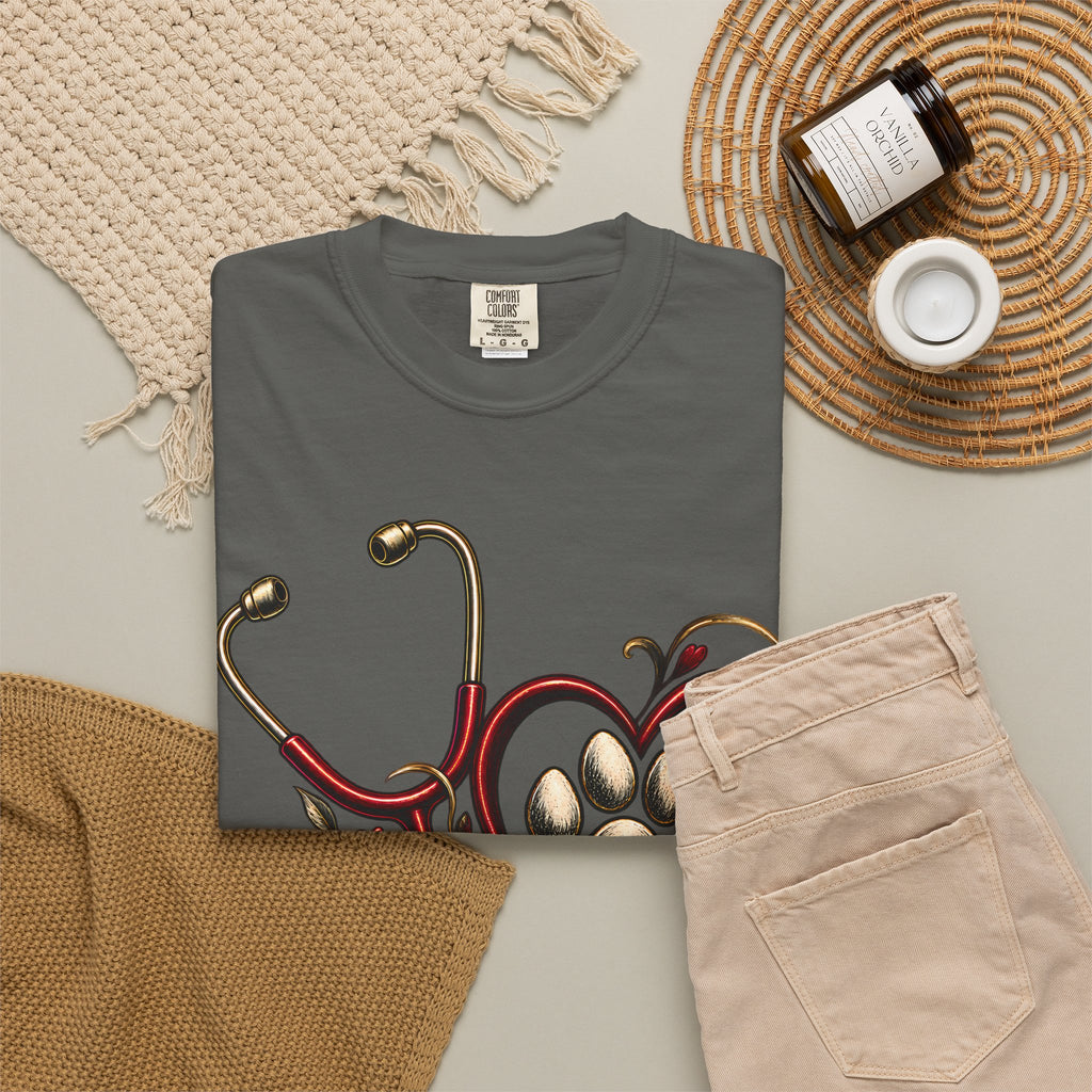 My Dog Restores Me T-Shirt — Veterinarian Stethoscope & Paw Heart Tee