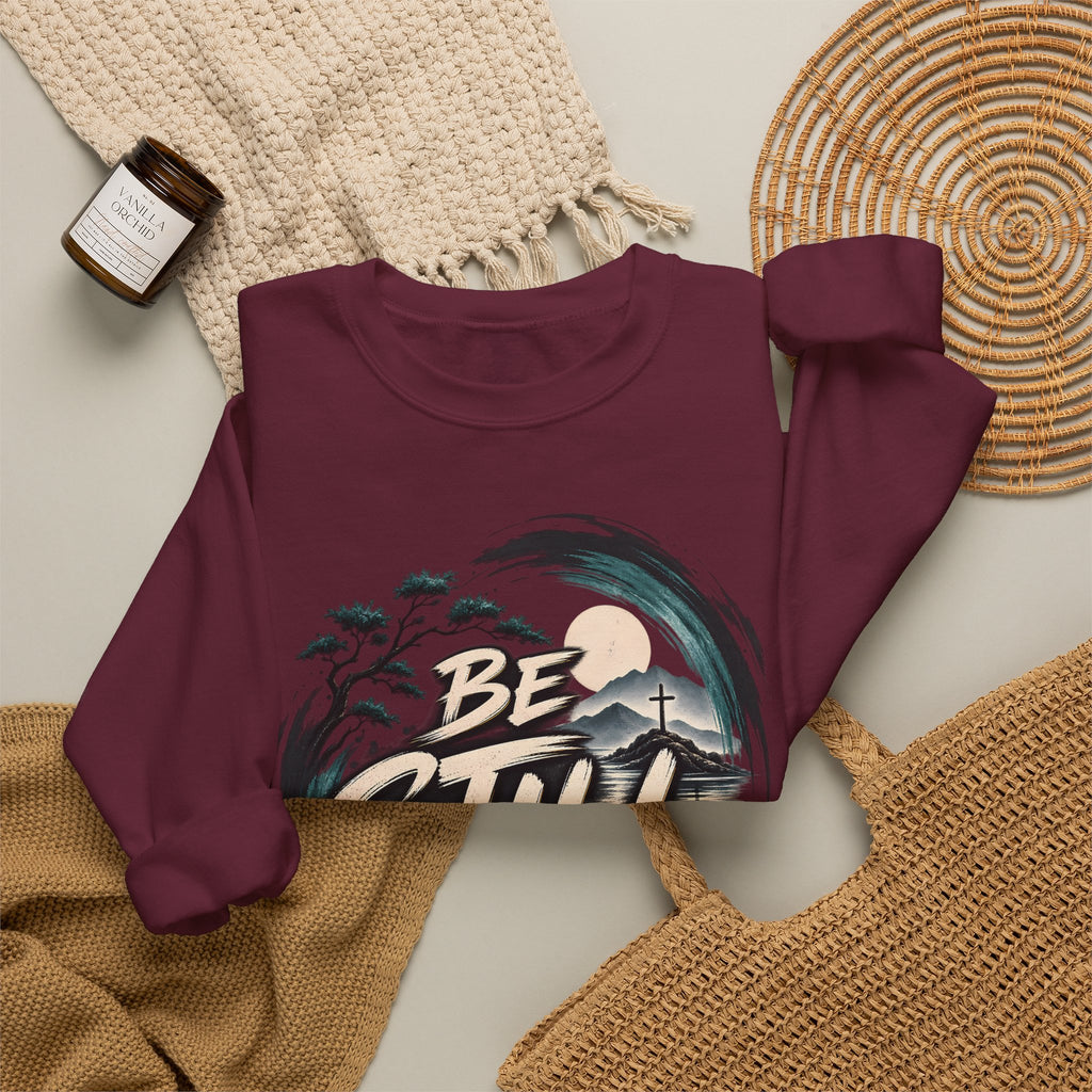 Be Still Christian Sweatshirt – Psalm 46:10 Faith-Inspired Graphic Crewneck