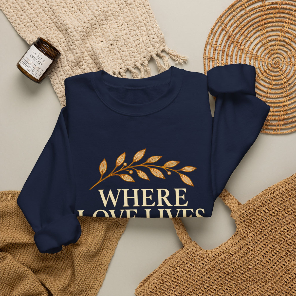 Where Love Lives God Remains Christian Sweatshirt – 1 John 4:16 Faith Crewneck