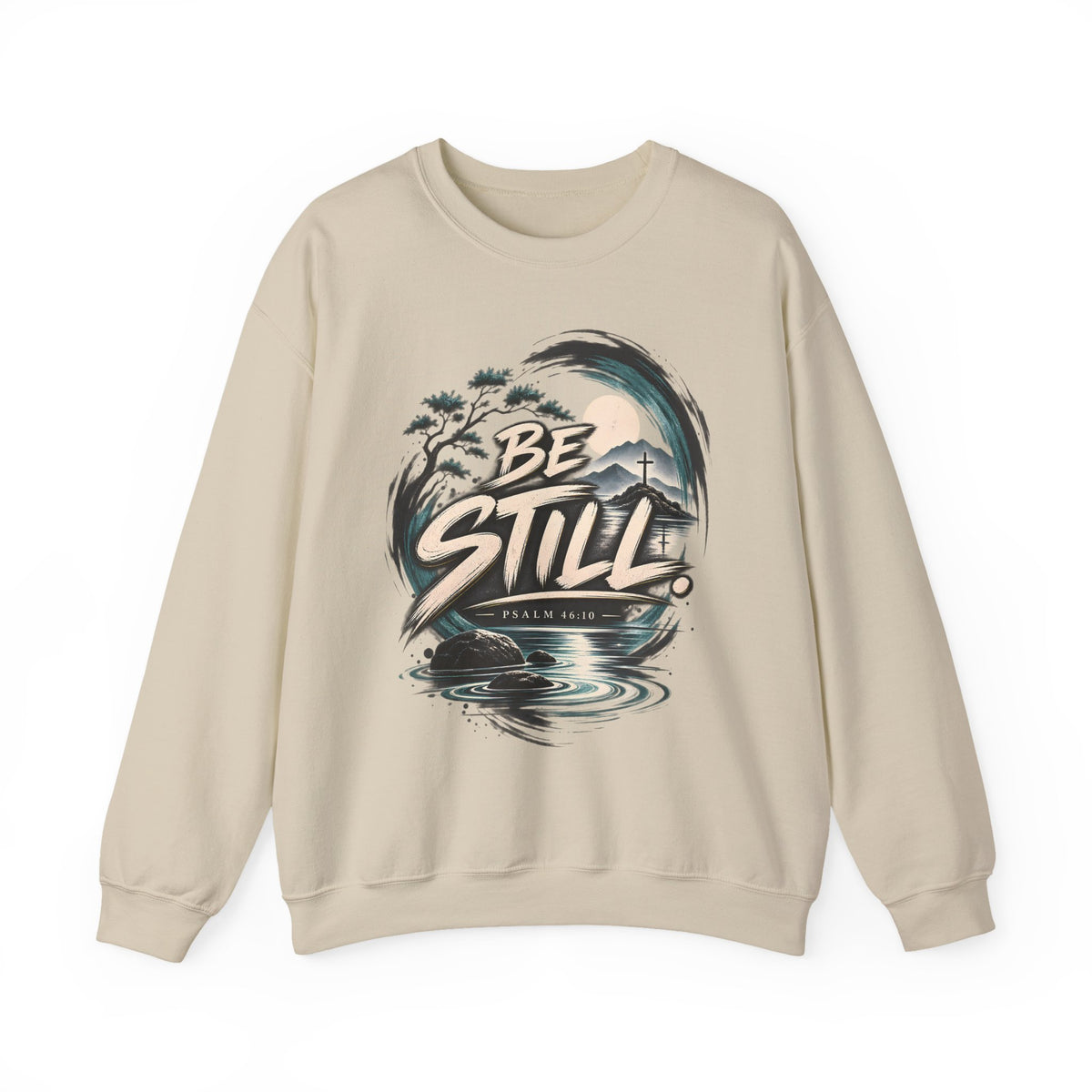 Be Still Christian Sweatshirt – Psalm 46:10 Faith-Inspired Graphic Crewneck