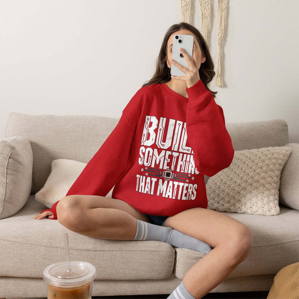 Build Something That Matters Sweatshirt | Motivational Tech Graphic Crewneck