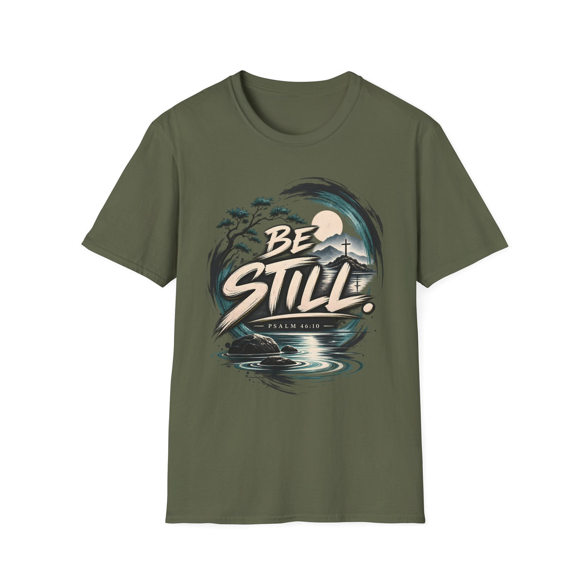 Classic Tee | Be Still T-Shirt — Inspirational Nature Graphic Tee (Be Still, Psalm 46:10)
