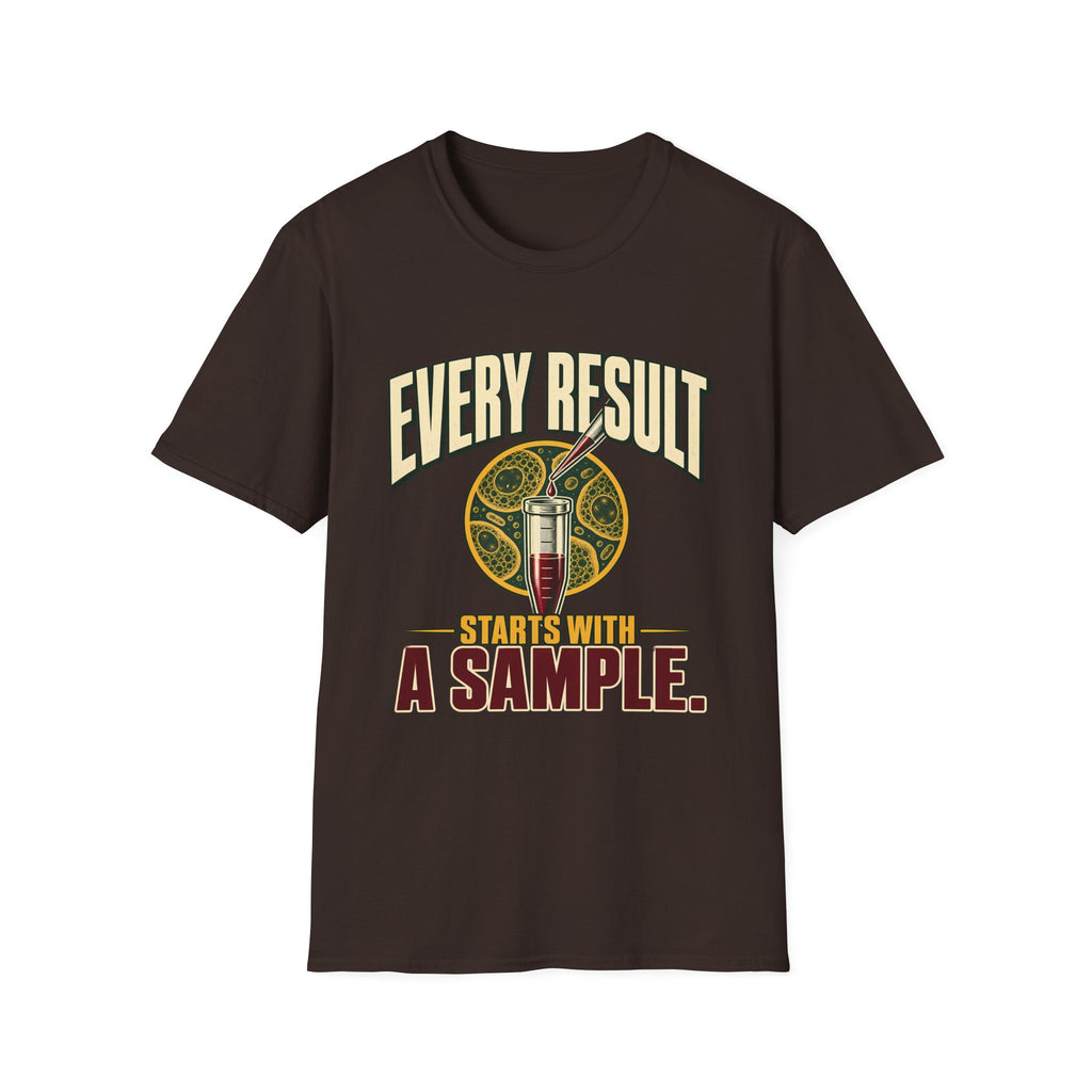 Every Result Begins With a Sample | Oversized Boxy Tee – Biology Lab Scientist Graphic Shirt
