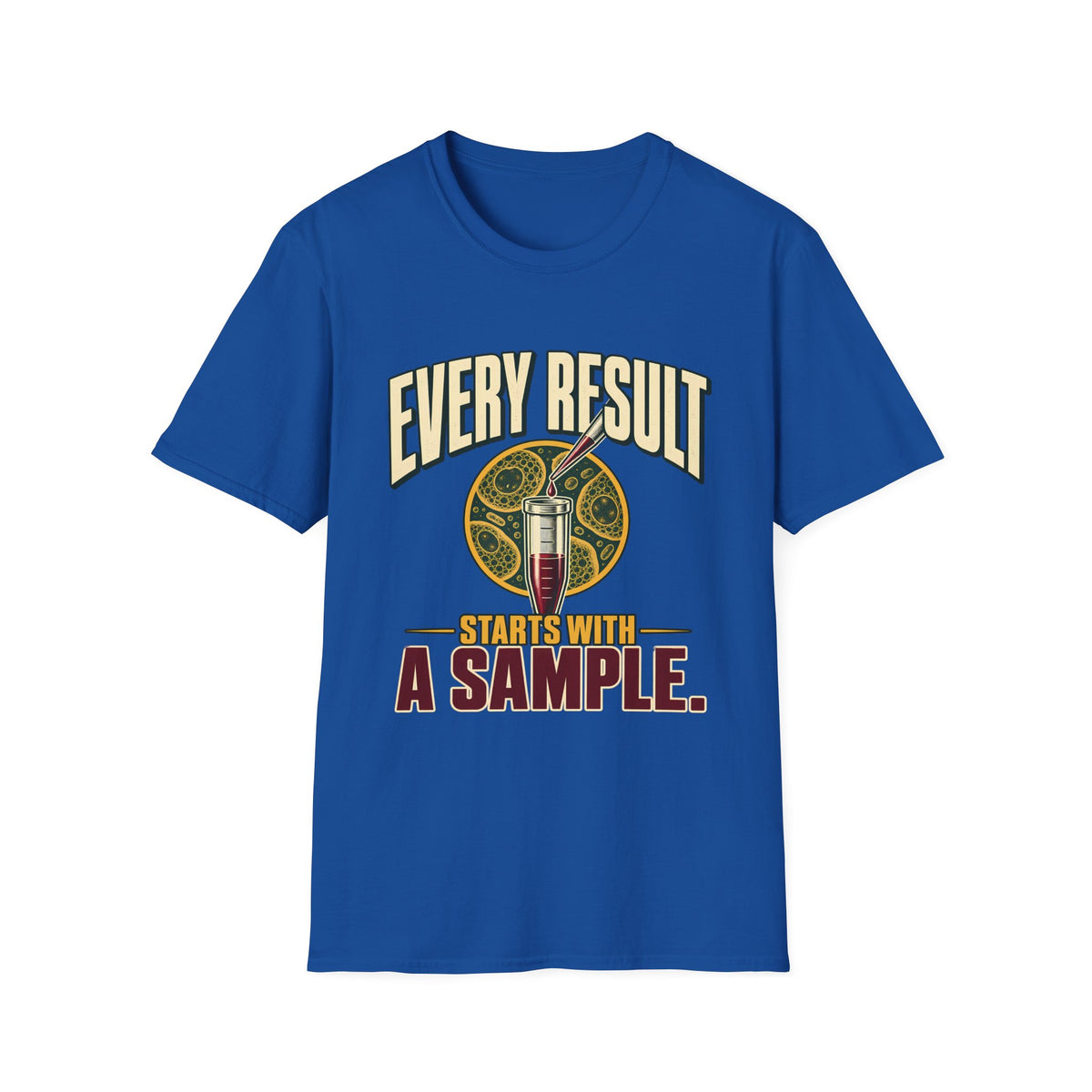 Every Result Begins With a Sample | Oversized Boxy Tee – Biology Lab Scientist Graphic Shirt