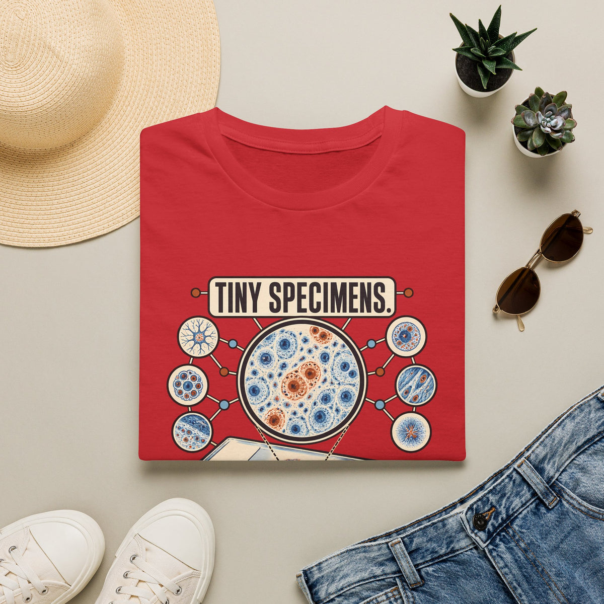 Classic Tee | Microscope T-Shirt — "Tiny Specimens, Major Discoveries" Science Tee
