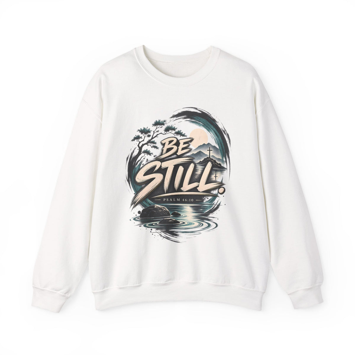 Be Still Christian Sweatshirt – Psalm 46:10 Faith-Inspired Graphic Crewneck
