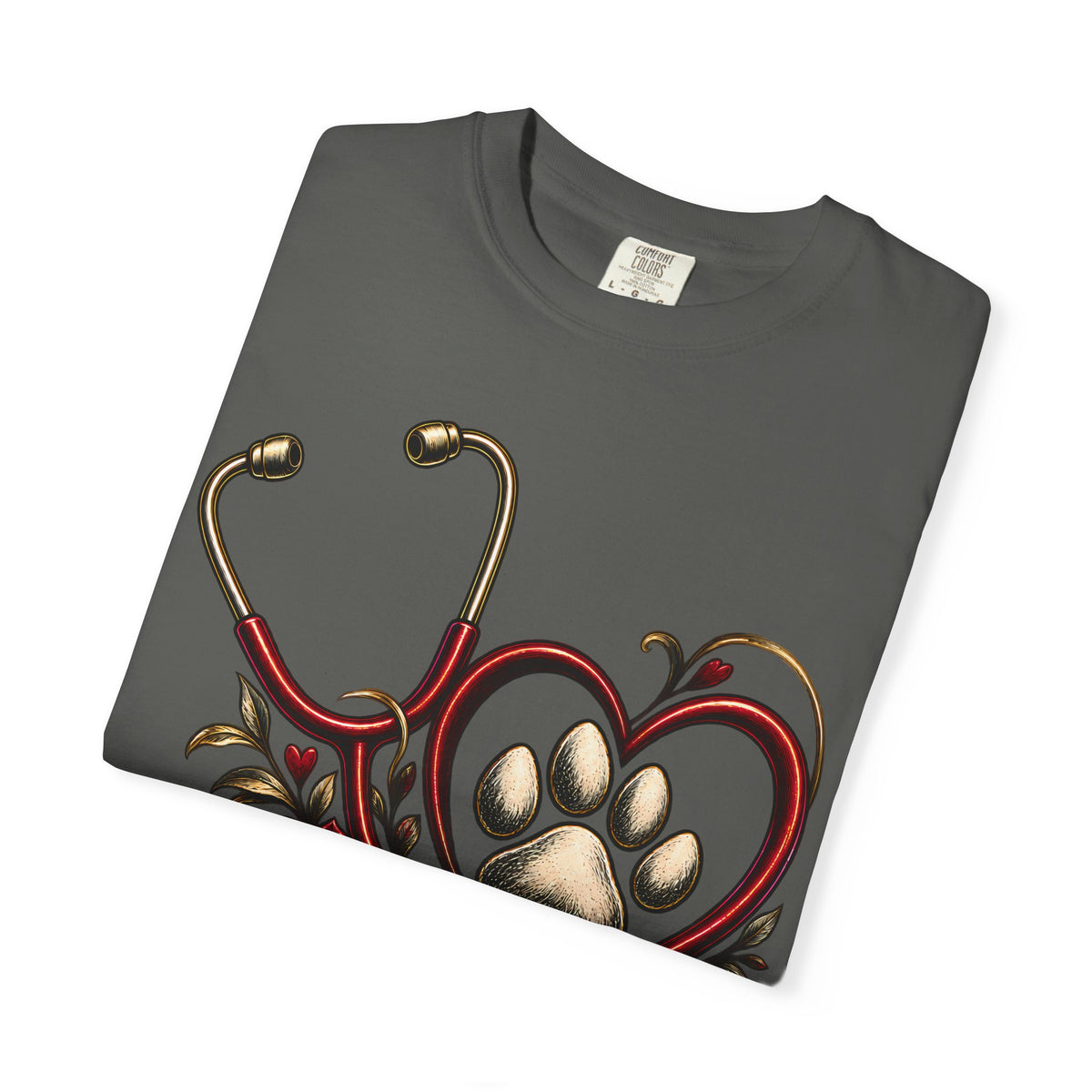 My Dog Restores Me T-Shirt — Veterinarian Stethoscope & Paw Heart Tee