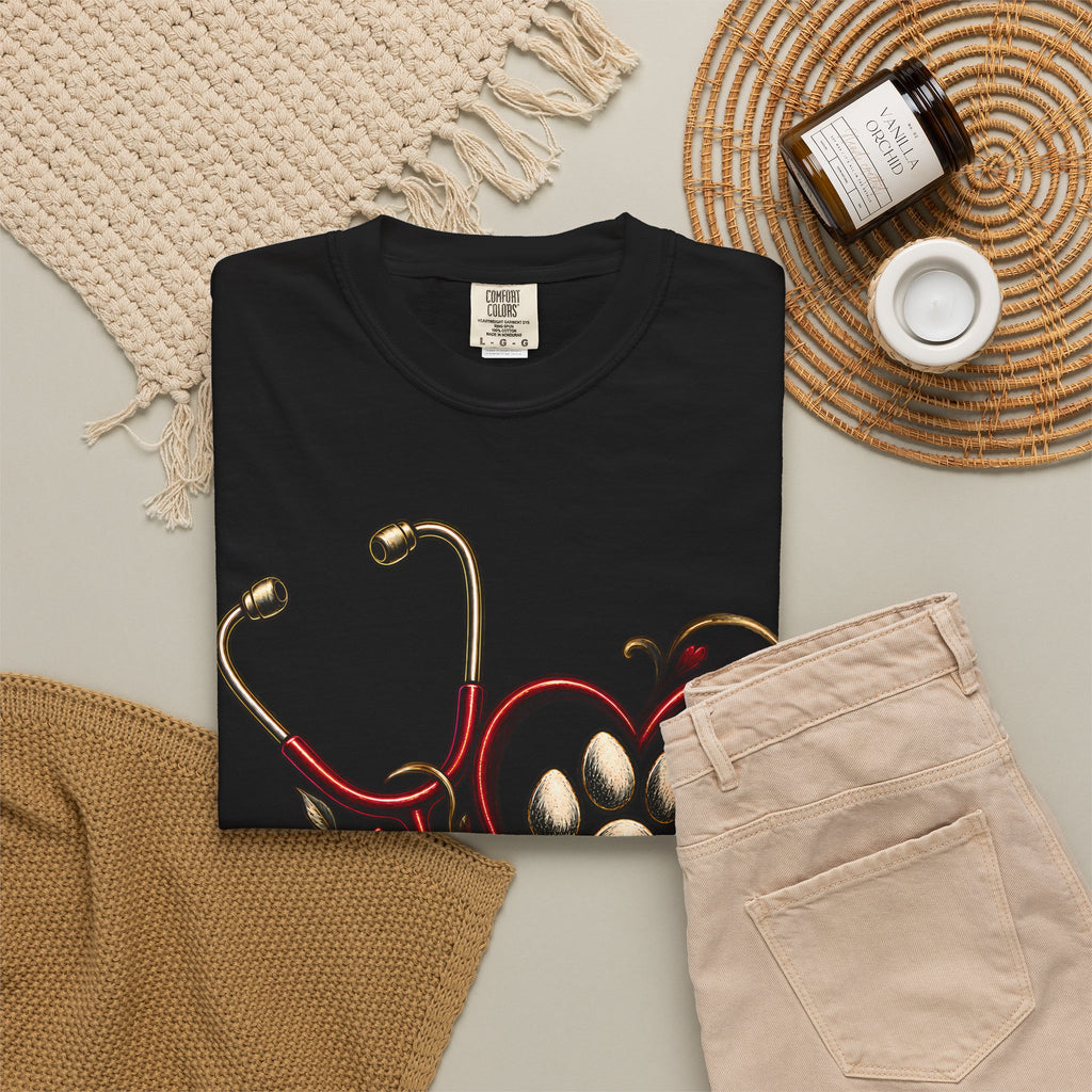 My Dog Restores Me T-Shirt — Veterinarian Stethoscope & Paw Heart Tee