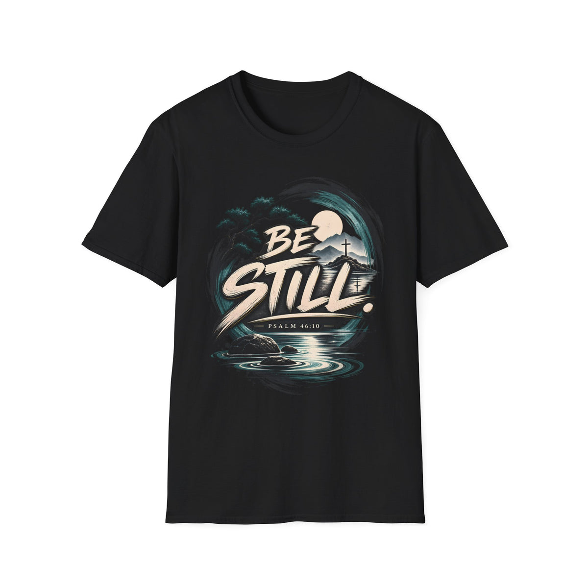 Classic Tee | Be Still T-Shirt — Inspirational Nature Graphic Tee (Be Still, Psalm 46:10)