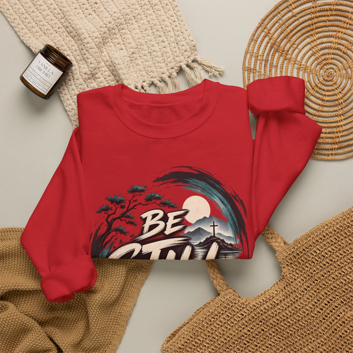 Be Still Christian Sweatshirt – Psalm 46:10 Faith-Inspired Graphic Crewneck
