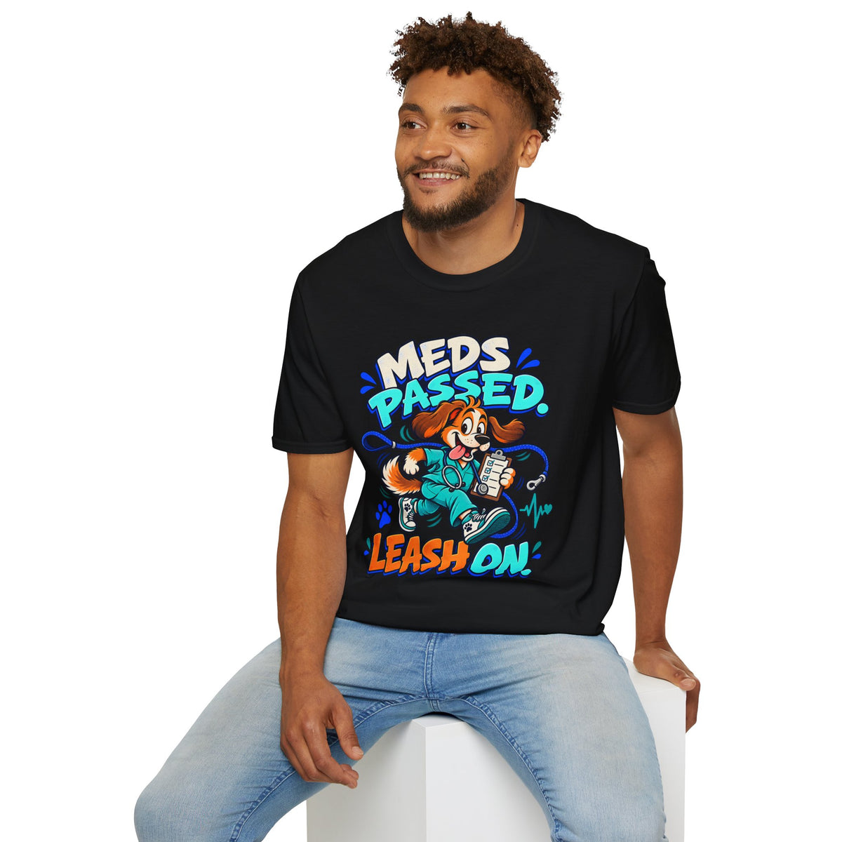 Classic T-Shirt | Meds Passed, Leash On – Funny Nurse and Dog Lover Graphic Tee