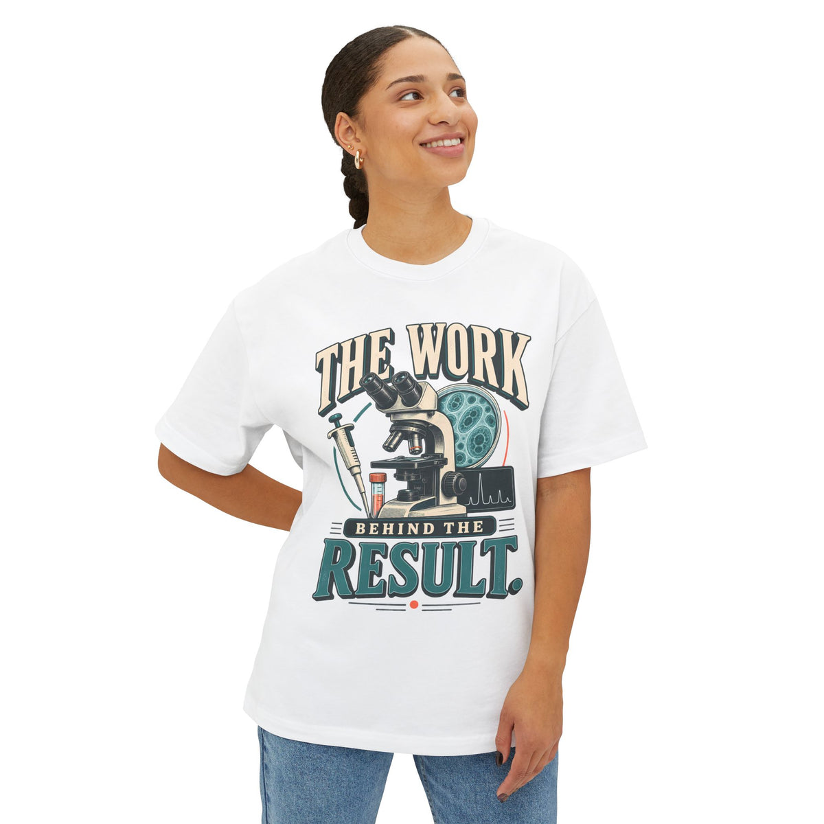 Science Oversized Boxy T‑Shirt — "The Work Behind The Result"