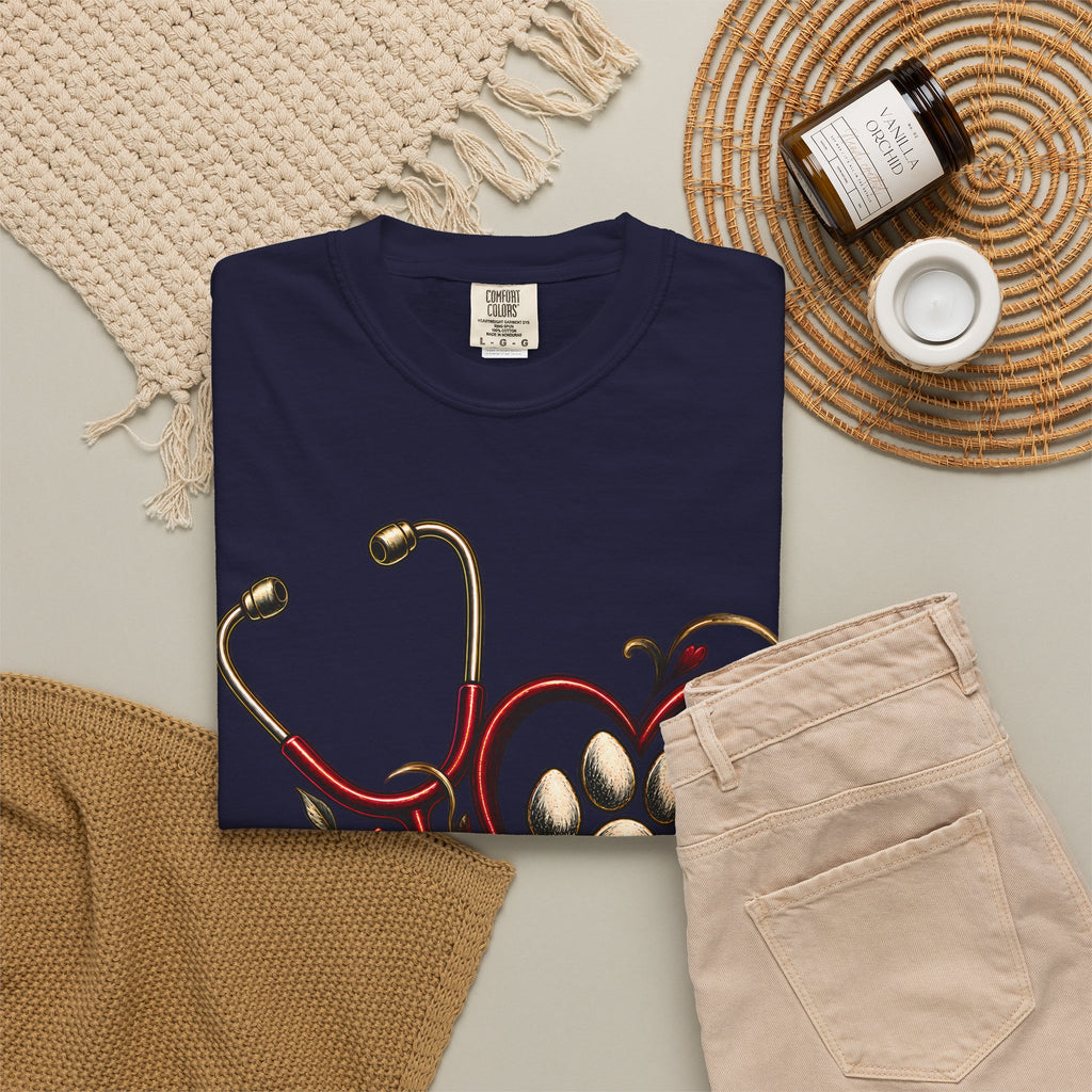 My Dog Restores Me T-Shirt — Veterinarian Stethoscope & Paw Heart Tee
