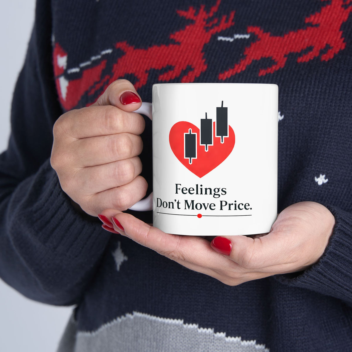 Feelings Don’t Move Price Forex Trader Mug – Candlestick Trading Coffee Cup – Gift for Stock and Currency Traders