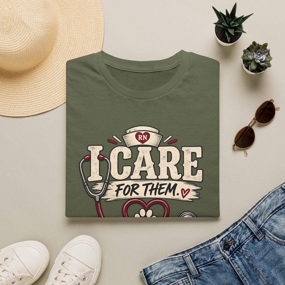 Classic Tee | Care For Them My Dog Cares For Me T-Shirt