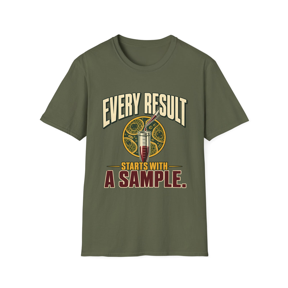 Every Result Begins With a Sample | Oversized Boxy Tee – Biology Lab Scientist Graphic Shirt