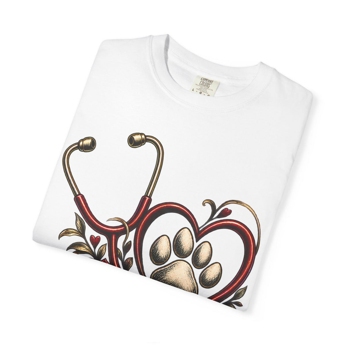 My Dog Restores Me T-Shirt — Veterinarian Stethoscope & Paw Heart Tee