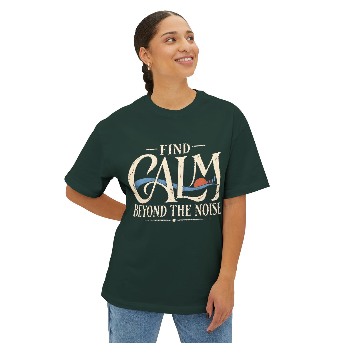 Find Calm Beyond the Noise — Premium Oversized Boxy Tee