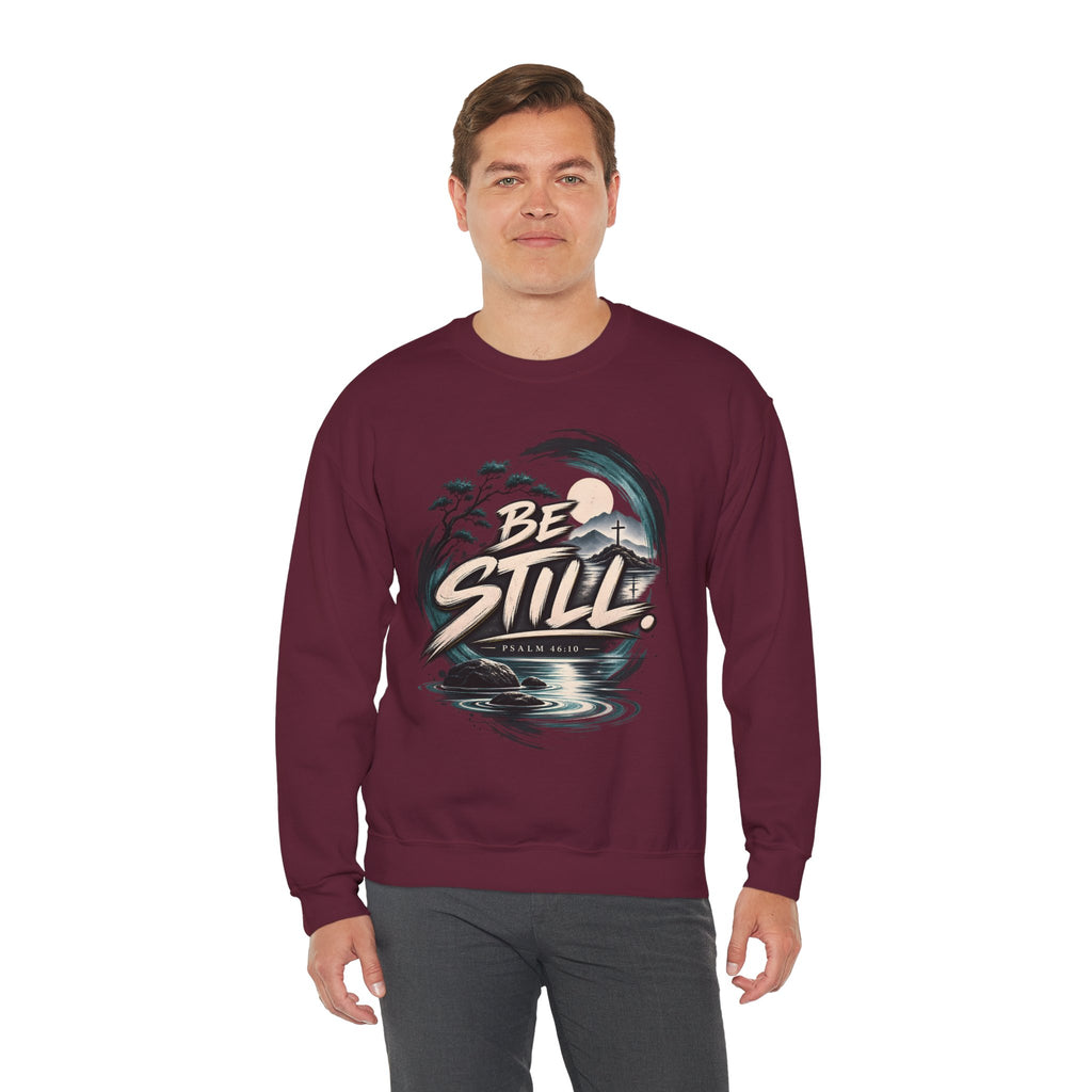 Be Still Christian Sweatshirt – Psalm 46:10 Faith-Inspired Graphic Crewneck