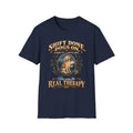 Classic T-Shirt — "Shift Done Dogs On, Real Therapy" Vintage Dog Lover Tee
