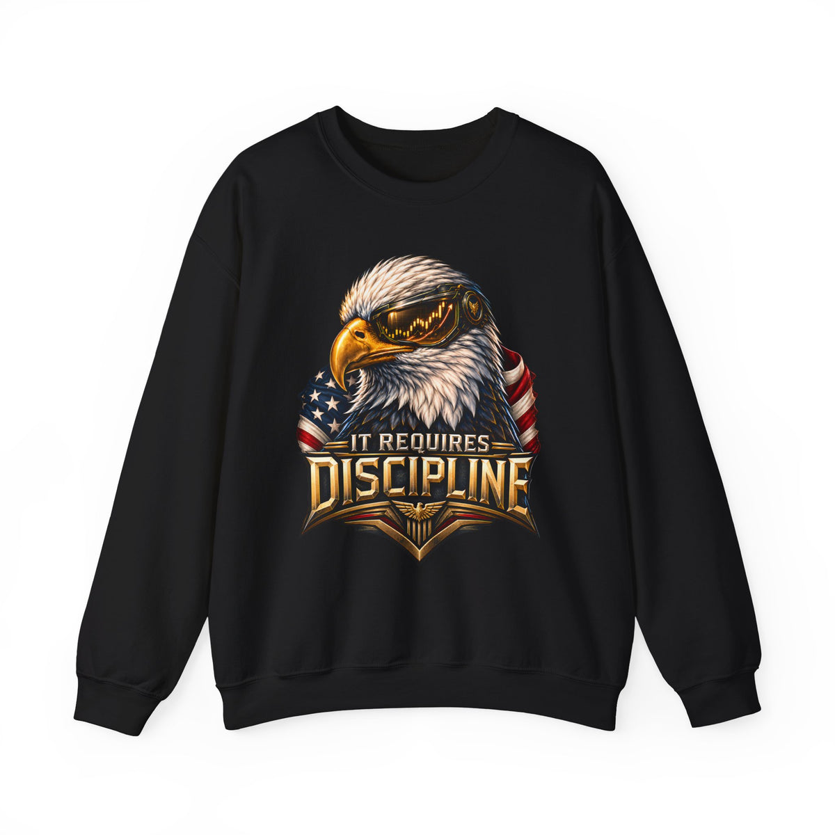 Unisex Heavy Blend™ It Requires Discipline Eagle Sweatshirt – Patriotic American Flag Graphic Crewneck