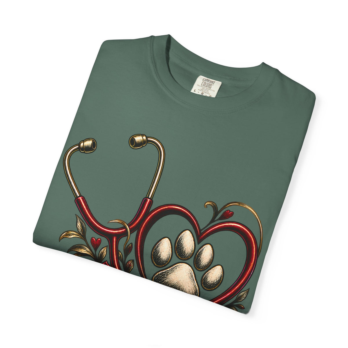 My Dog Restores Me T-Shirt — Veterinarian Stethoscope & Paw Heart Tee